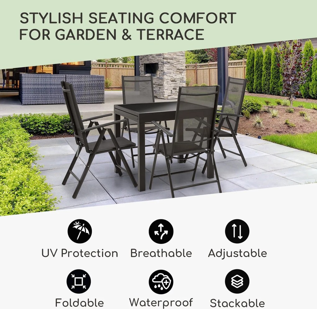 Blumfeldt London Lite, skladacie stoličky, 2 ks, 56,5 x 107 x 68 cm, ComfortMesh, hliník