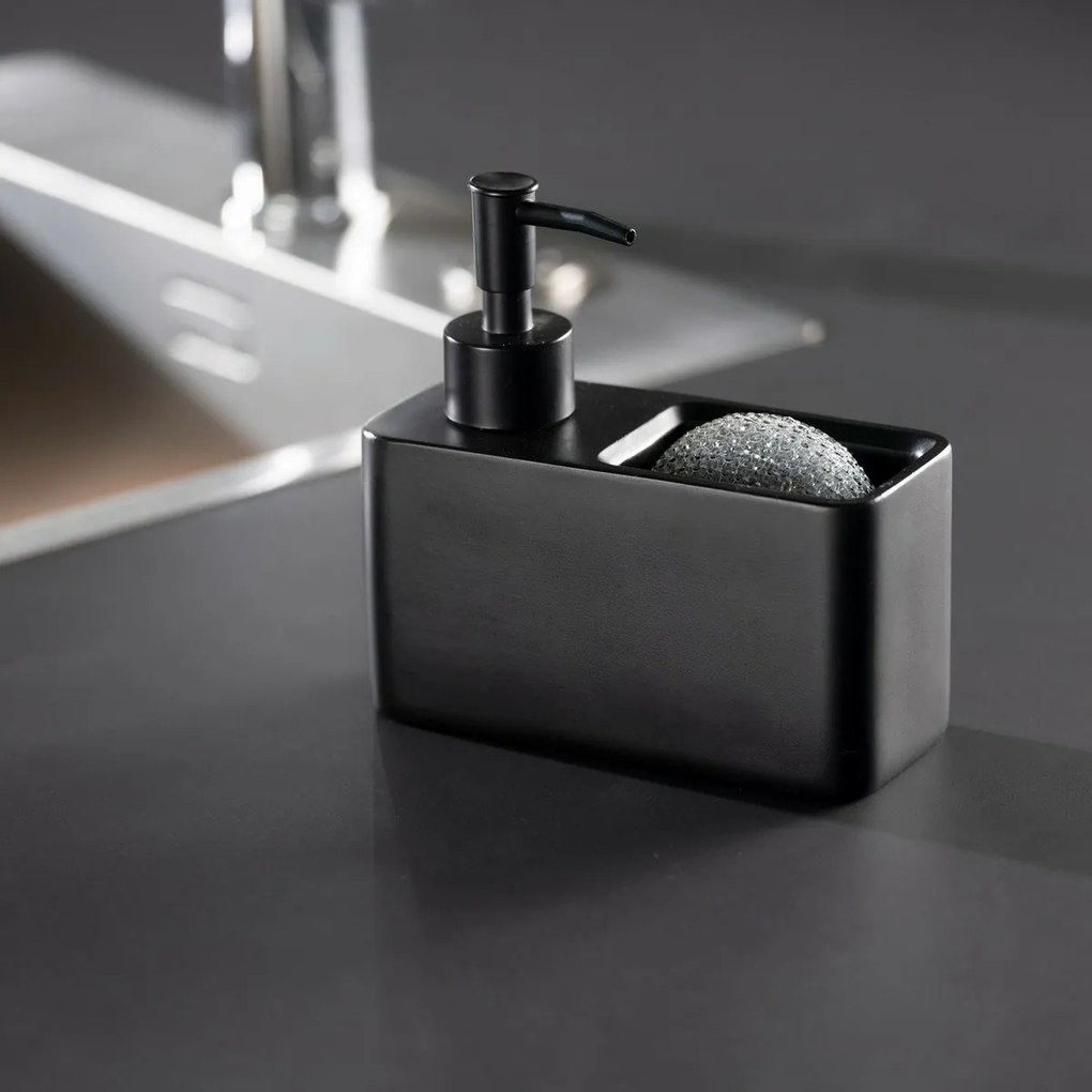 Wenko Dávkovač saponátu s miestom na hubku Resa, čierna