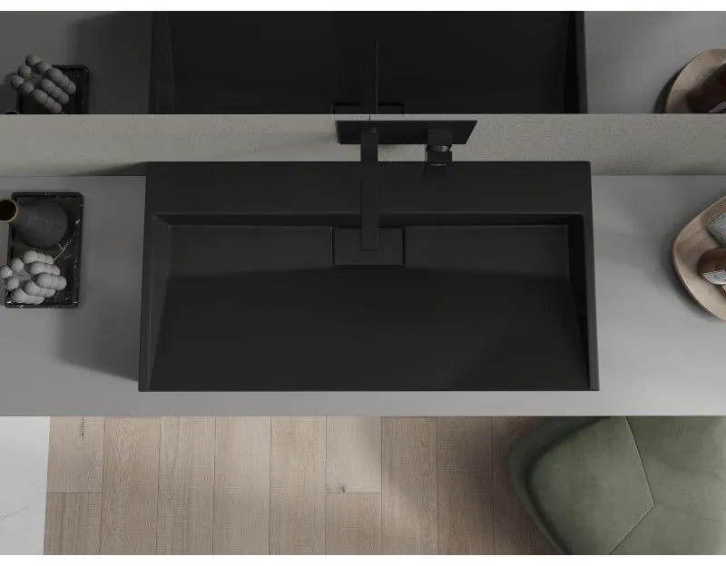 Mexen Ava, umývadlo na dosku z konglomerátu B/O 90 x 46 cm, čierna matná, 23019070