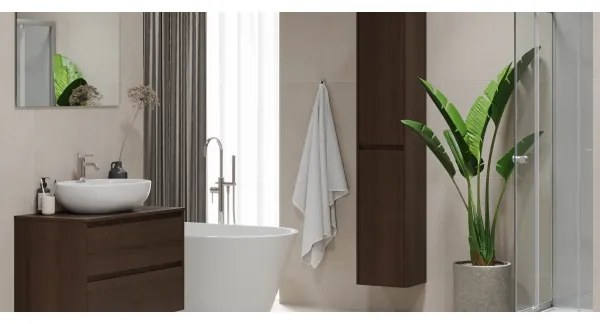 Kúpeľňová skrinka TRONDHEIM pre umývadlo 90 cm orech