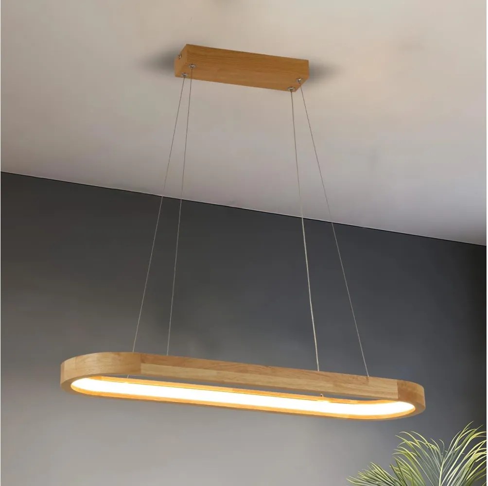Brilagi - Drevený LED luster UMEA WOOD na lanku, 30W, 230V, 70x20 cm