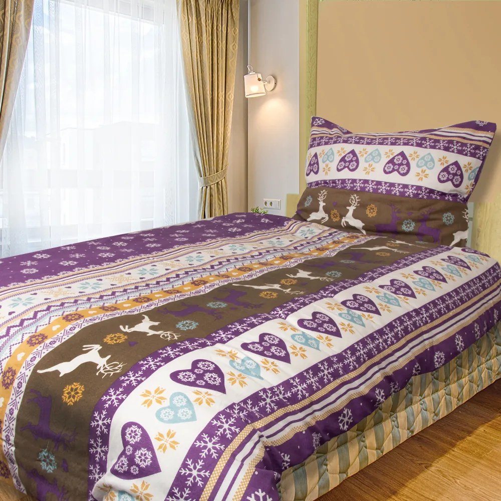 HOD Obliečky SOBY Fialová Flanel 70x90 140x200 cm