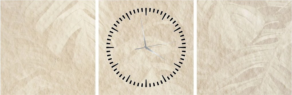 Obraz - Listy v textúre (s hodinami) (90x30 cm)