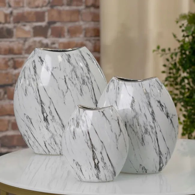 Dekoračná miska SANA 01 biela / strieborná