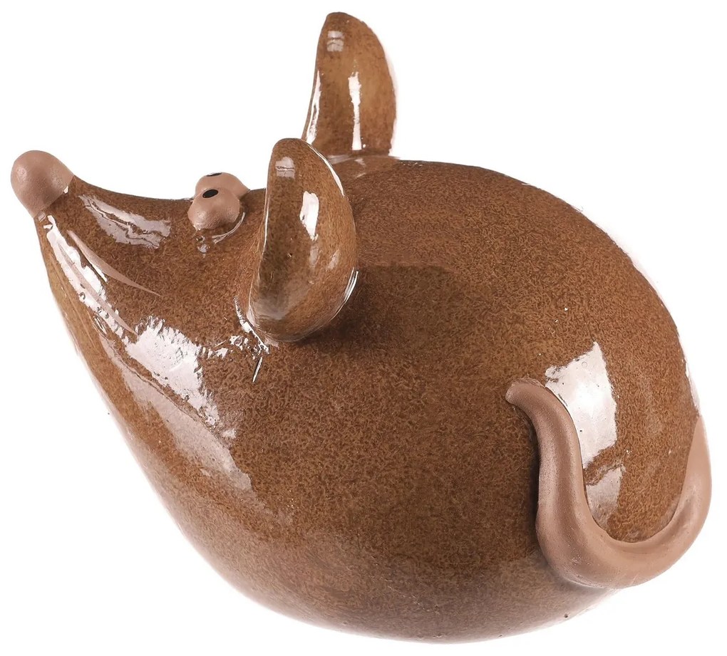 Keramická dekorácia Myš, 17 x 14 x 14 cm, hnedá, 17 cm