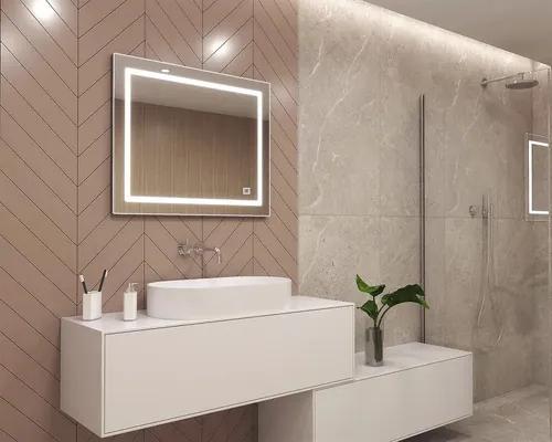 Zrkadlo do kúpeľne s osvetlením Modern LED 65x80 cm s vypínačom a podložkou proti zahmlievaniu