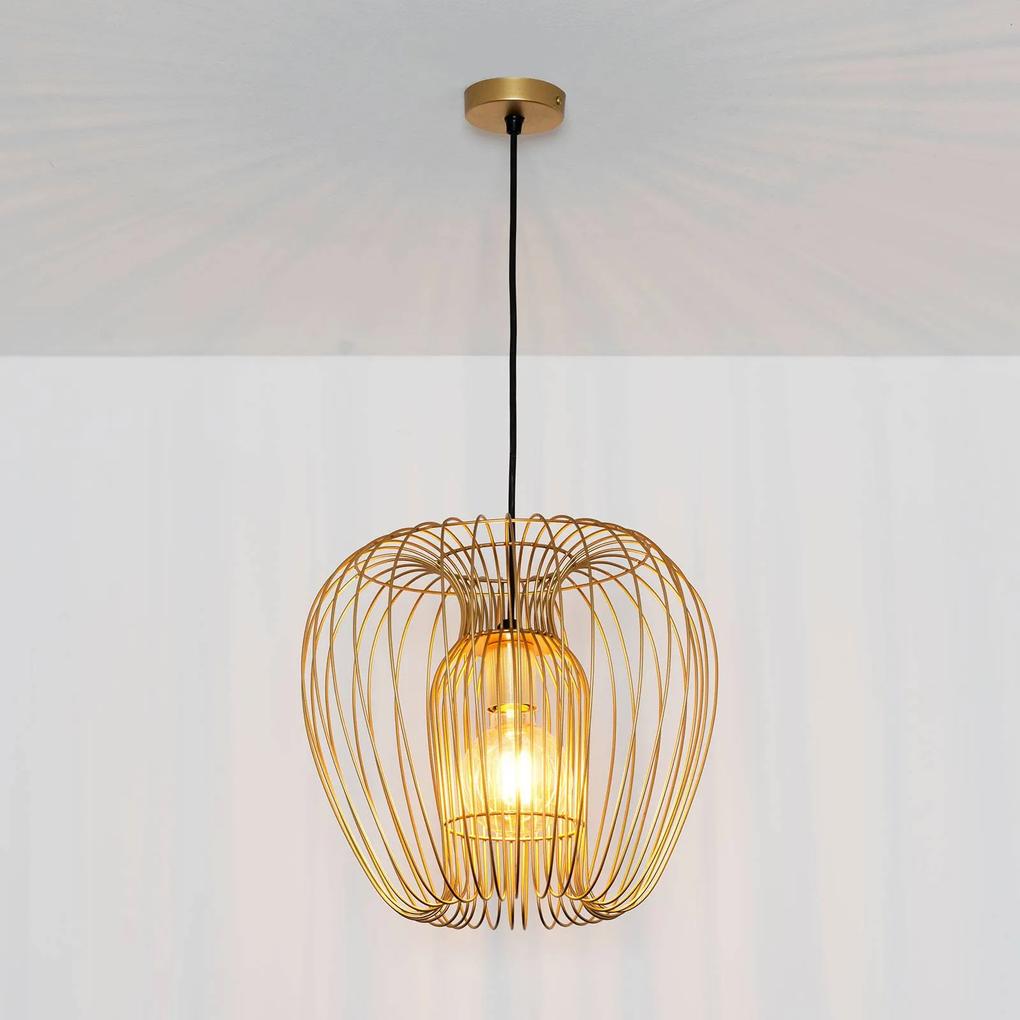 Závesná lampa Protetto, zlatá, Ø 34 cm