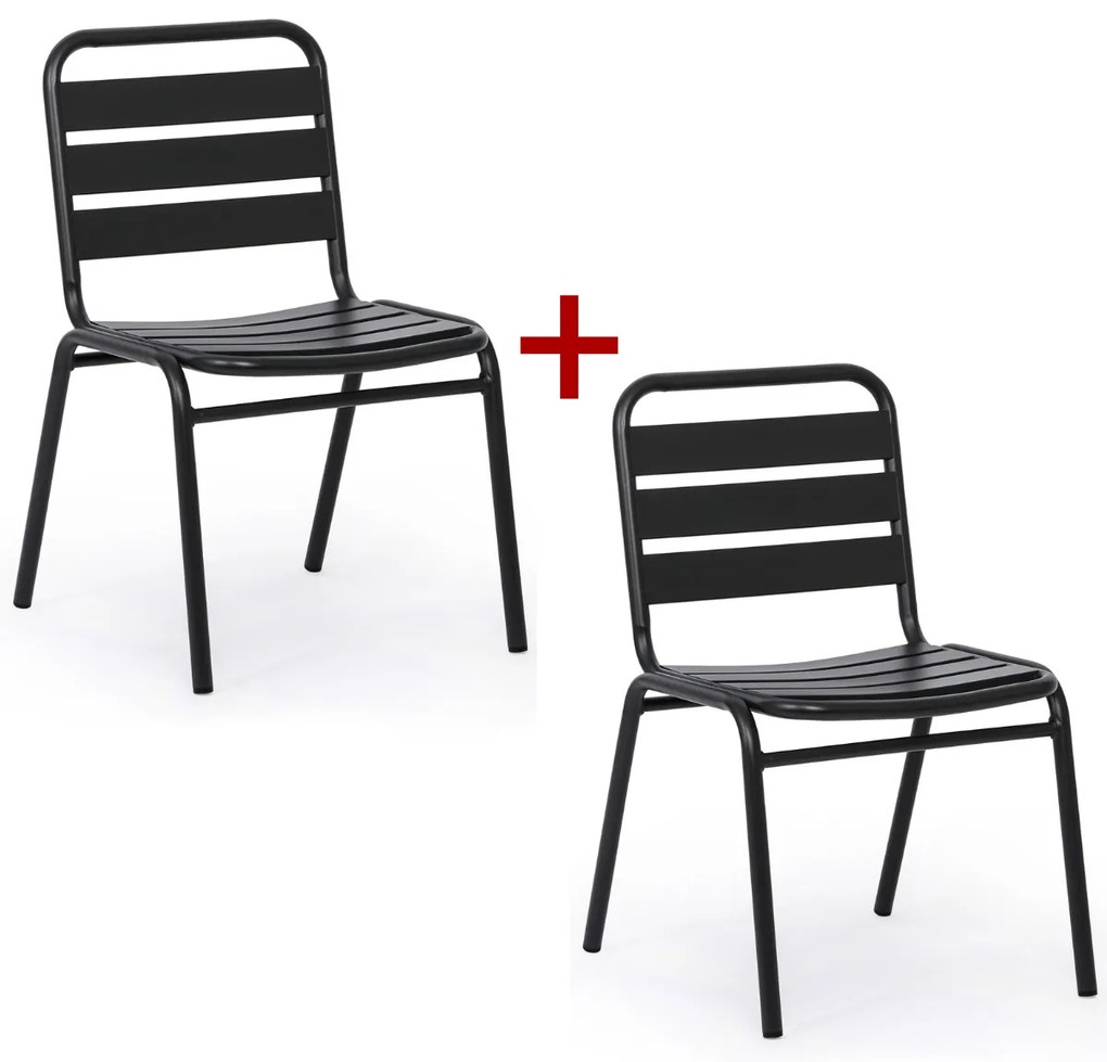 Kovová bistro stolička RENO, 1+1 ZADARMO, na vonkajšie použitie, grafit