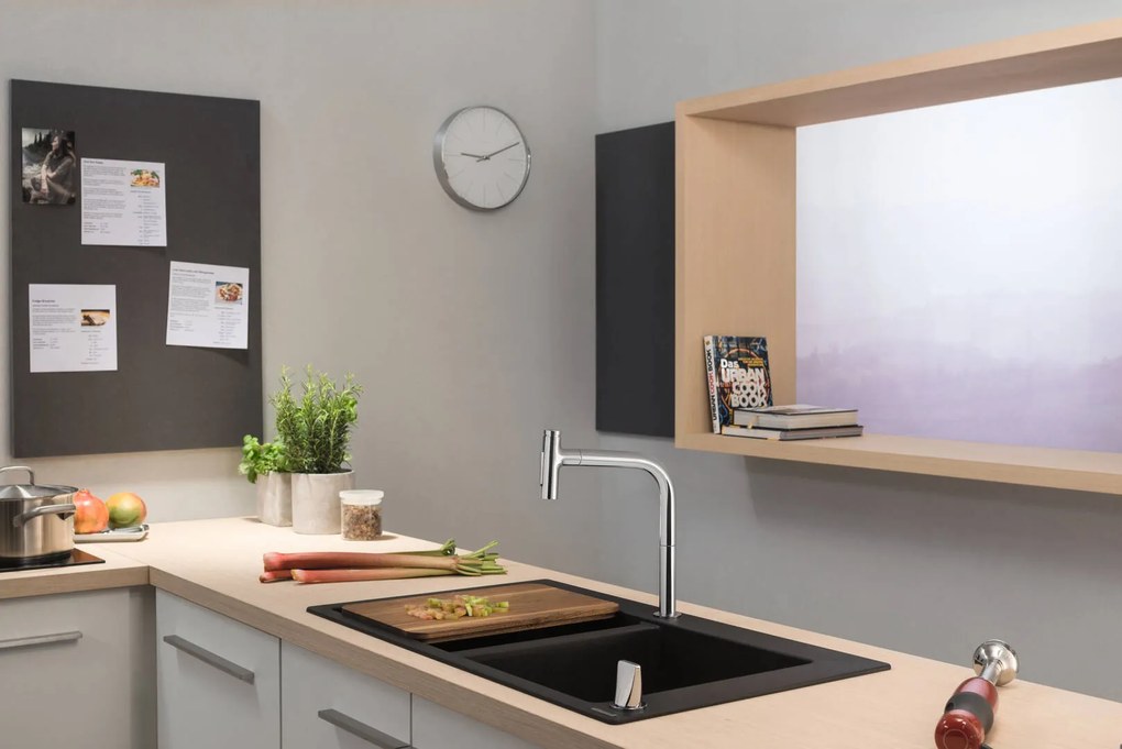 Hansgrohe M71, drezová batéria M7120-H200 s výsuvnou spŕškou, 2-otvorová inštalácia, sBOX, chrómová, HAN-73818000