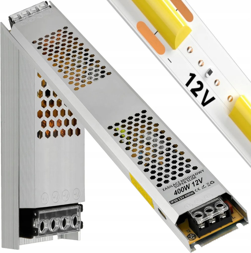 BERGE Tenký LED zdroj 12V - 400W - 33,33A - IP20