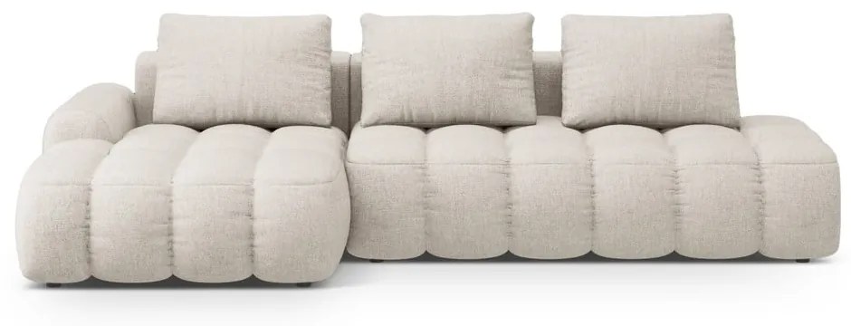 Béžová rozkladacia/s úložným priestorom rohová pohovka (ľavý roh/s leňoškou) Linz – Cosmopolitan Design