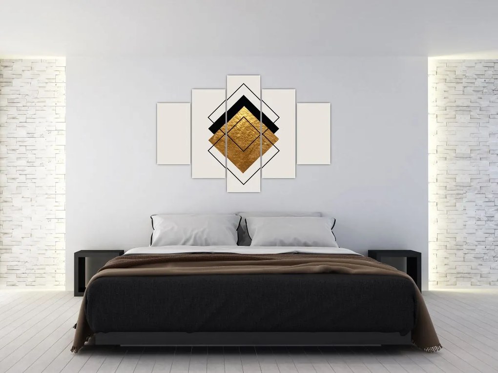 Obraz - Abstrakcia zlatá a biela N⁰1 (150x105 cm)