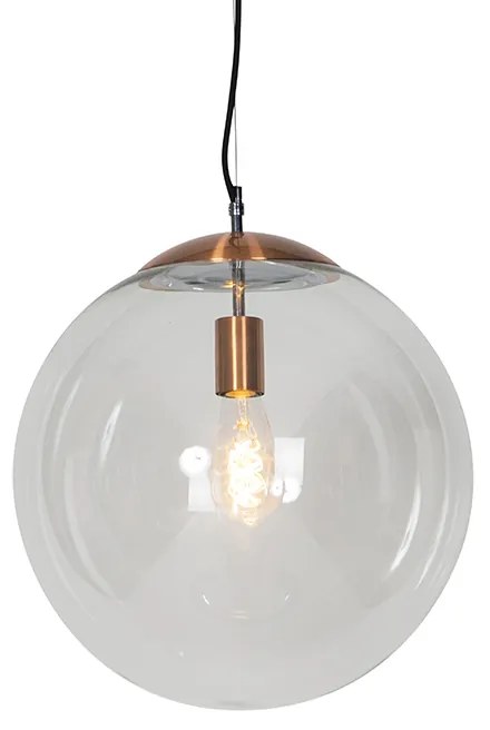 Škandinávska závesná lampa medená s čírym sklom - Ball 40