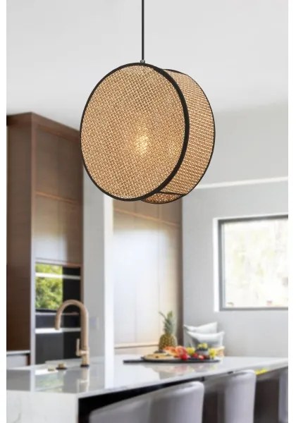 Luster na lanku BIG DRUM 1xE27/60W/230V hnedá/čierna