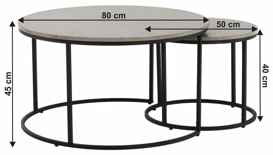 Set 2 konferenčných stolíkov Ilak (betón + čierna). Vlastná spoľahlivá doprava až k Vám domov. 1016583