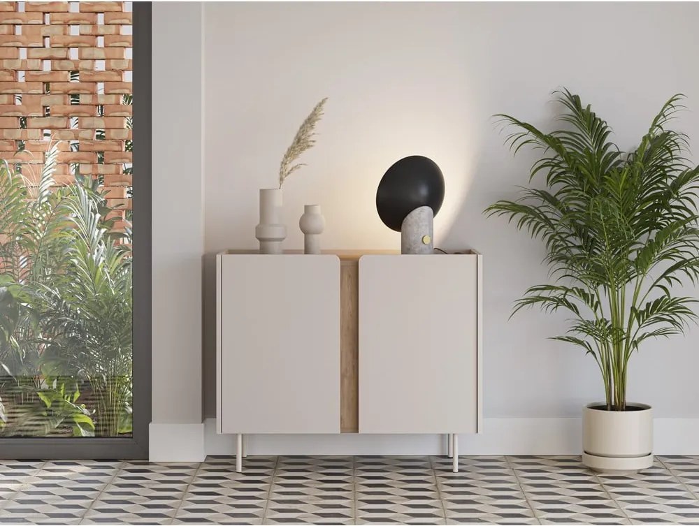 Skrinka v dekore duba v krémovo-prírodnej farbe 100x82,5x40 cm Lucile – Marckeric