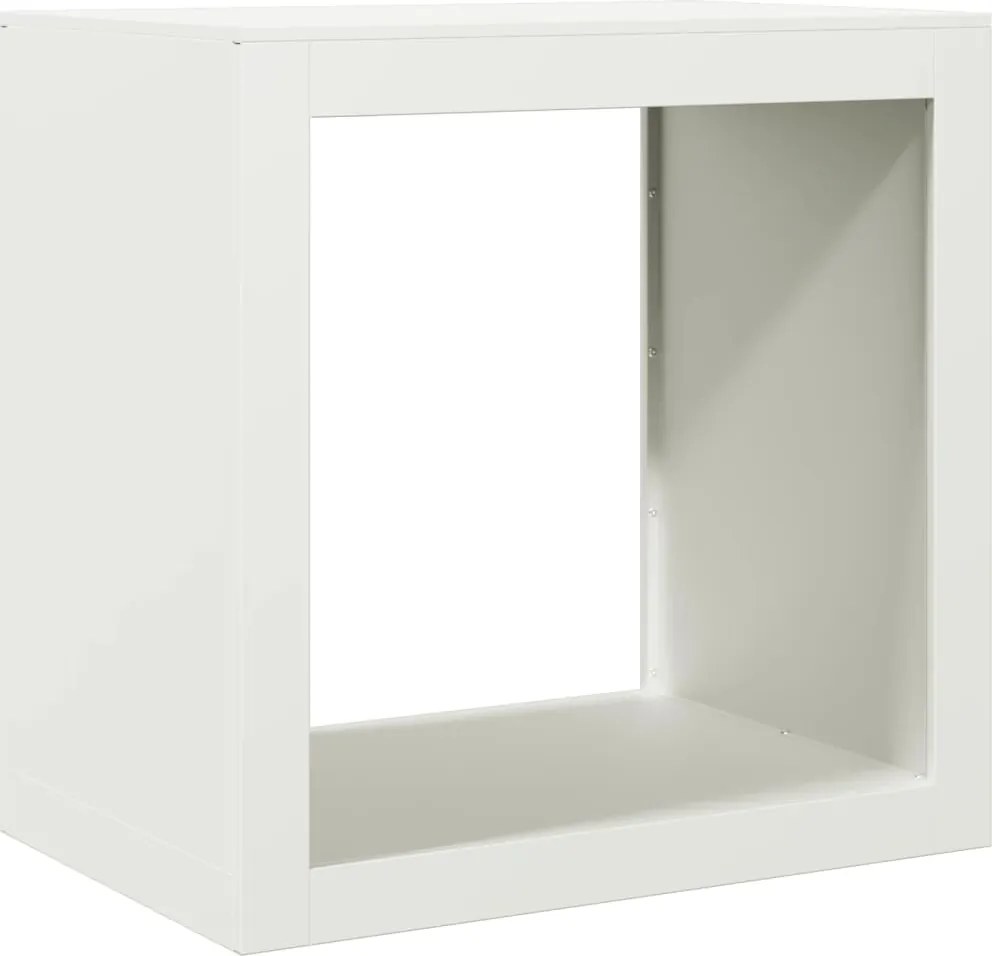 vidaXL Regál na krbové drevo, biely 60x40x60 cm, oceľ