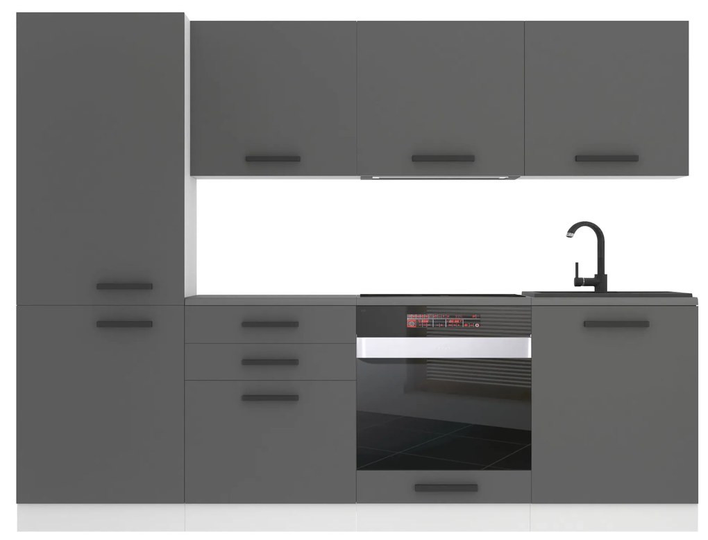 Kuchynská linka Belini Premium Full Version 240 cm šedý mat s pracovnou doskou SANDY