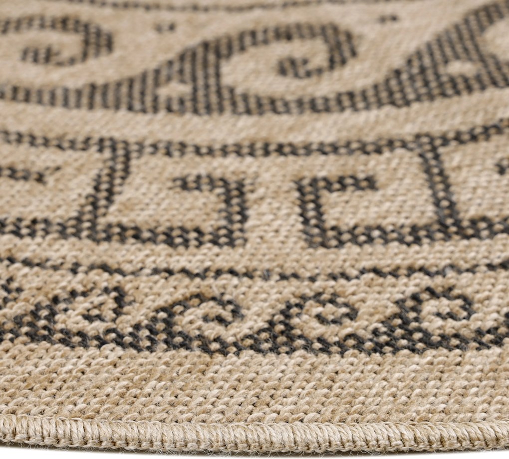 Ayyildiz, Kusový koberec Comilla 887 Black kruh, 160x160 (priemer) kruh, hnedá, chodba / predsieň