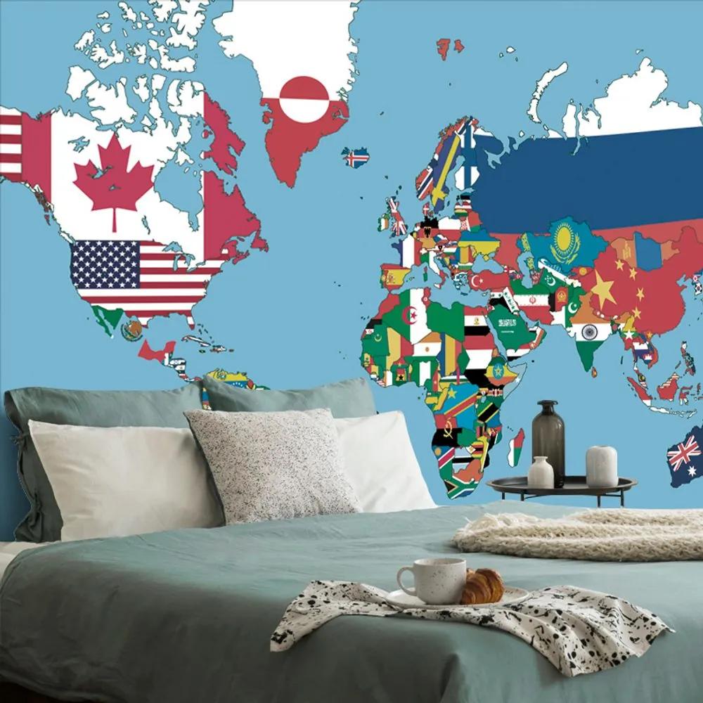 Samolepiaca tapeta mapa vlajky krajín