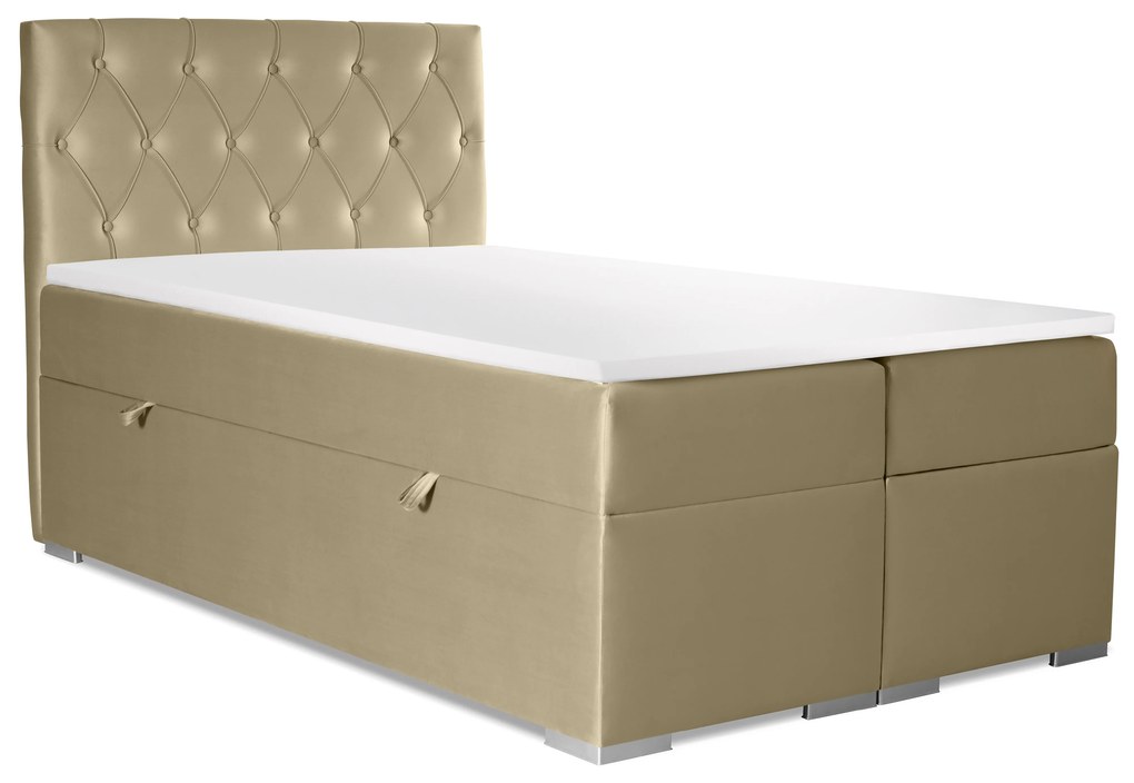 Manželská posteľ Boxspring 140 cm Ronda (zlatá) (s úložným priestorom). Akcia -21%. Vlastná spoľahlivá doprava až k Vám domov. 1044226
