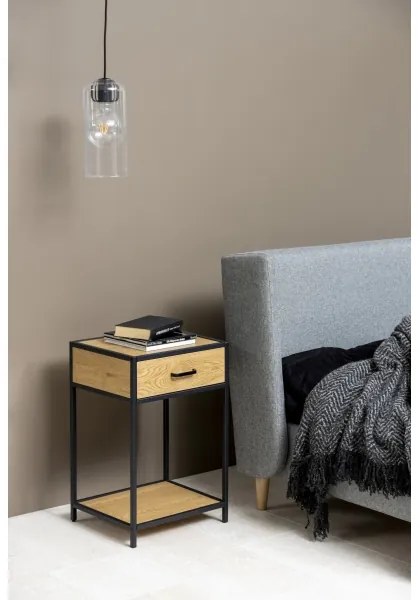 Nočný stolík SARON dub/čierna