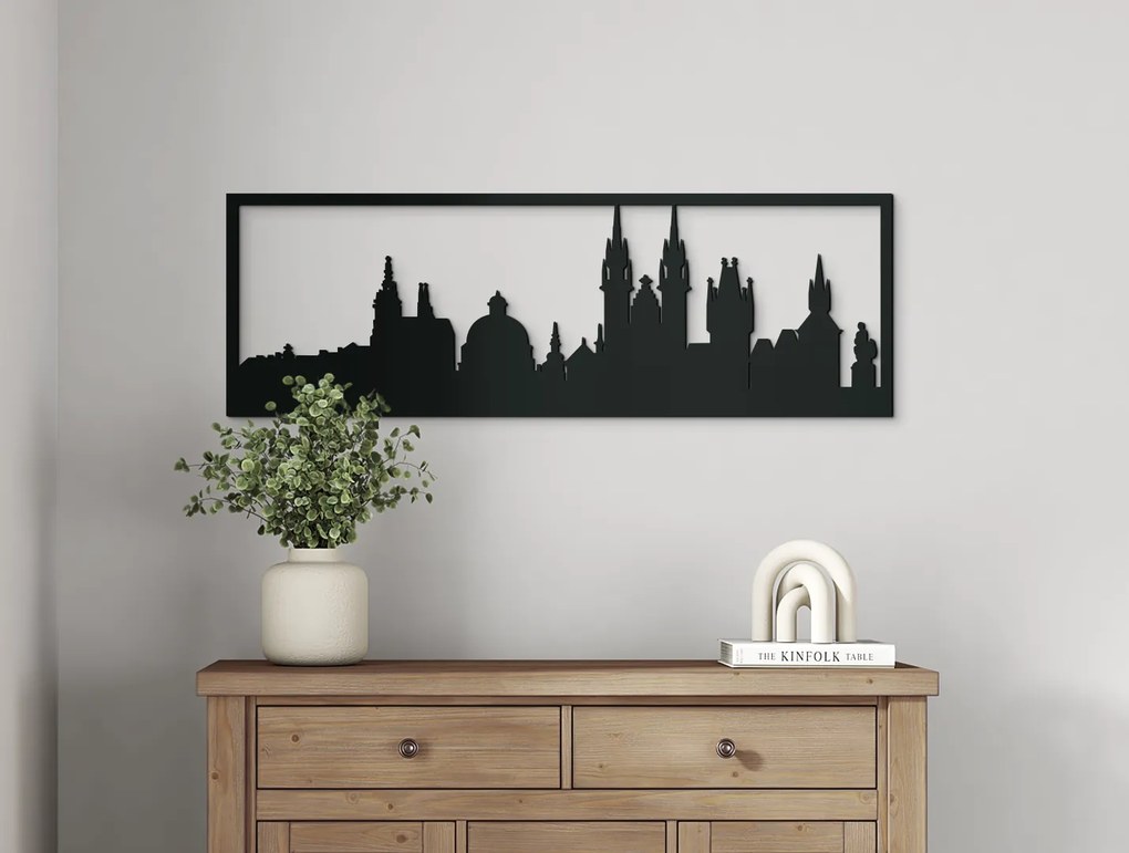 drevko Obraz Praha panoráma Rozmer obrazu: 29,5 x 89 cm, Farba dekorácie: Čierna