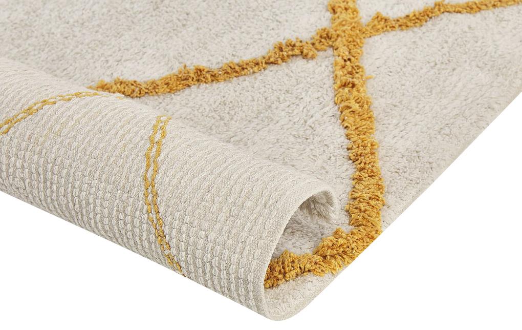 Bavlnený koberec 160 x 230 cm krémová biela/žltá BEYLER Beliani