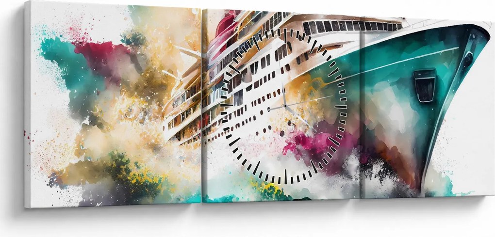 Obraz - Akvarelové more (s hodinami) (90x30 cm)