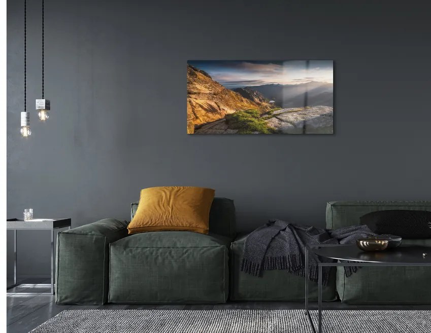 Sklenený obraz Mountain Sunrise 100x50 cm