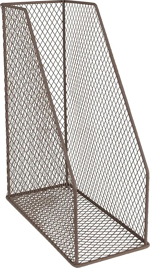 Hnedý drôtený zakladač na časopisy - 23*11*30 cm