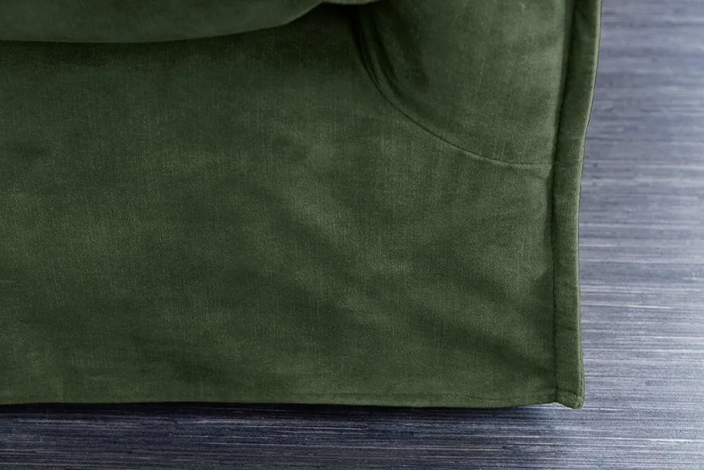 Invicta Interior - Pohovka 3-miestna HEAVEN 210 cm, zamat, odnímateľný poťah, tmavo zelená