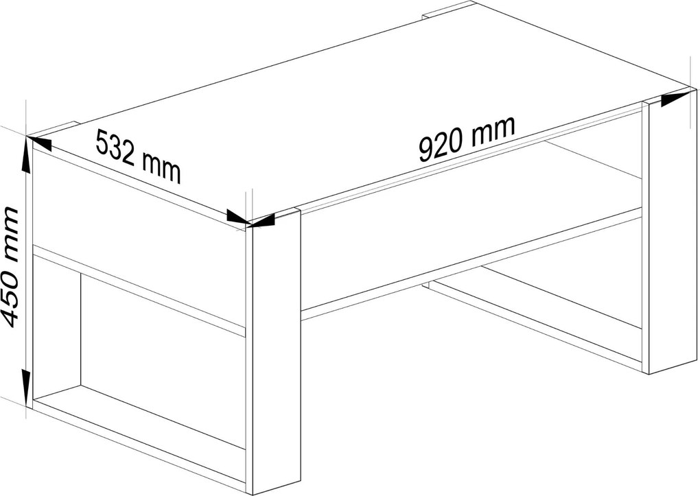 Konferenčný stolík DOMI dub remeselný zlatý/biely