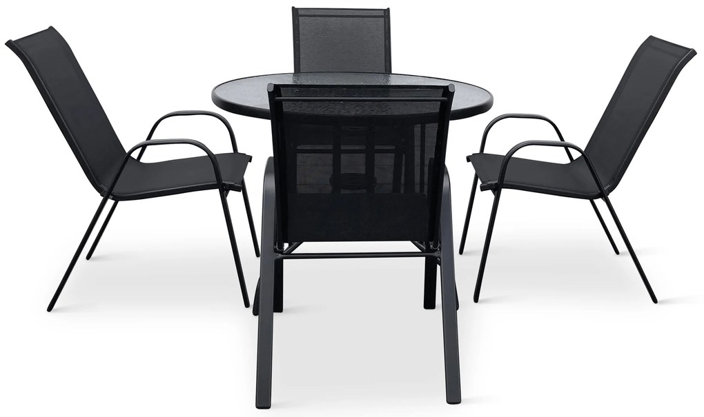 Záhradný jedálenský set Capri 100cm + 4x kovová stolička Ramada