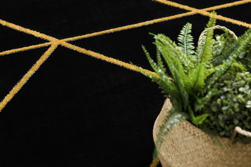 Dywany Łuszczów, Kusový koberec Emerald geometric 1012 black and gold kruh, 200x200 (priemer) kruh, čierna, chodba / predsieň