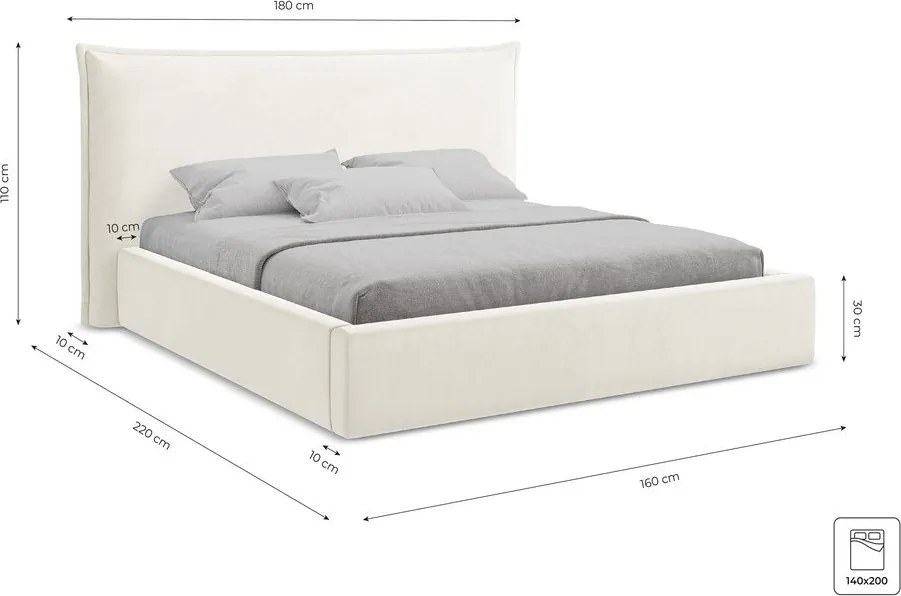 Čalúnená dvojlôžková posteľ s úložným priestorom s roštom 140x200 cm v terakotovej farbe Esala – Makamii