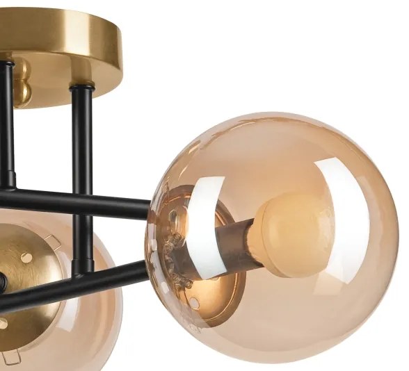 Prisadený luster MALENA 3xE14/5W/230V zlatá/čierna/dymová béžová