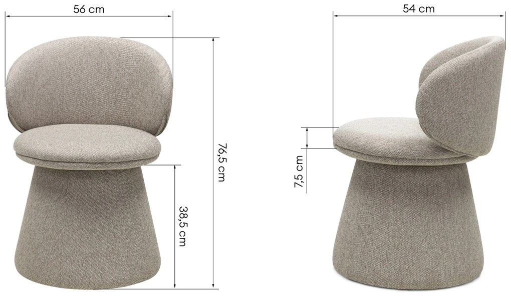 Designová otočná jídelní židle Chamil béžovošedá