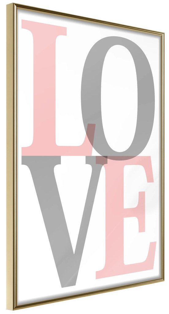 Artgeist Plagát - Grey Love [Poster] Veľkosť: 30x45, Verzia: Zlatý rám s passe-partout