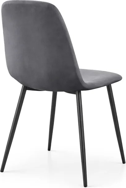 Sada ôsmich jedálenských stoličiek LUMO zamatové, grafitové / čierne nohy (8 ks)