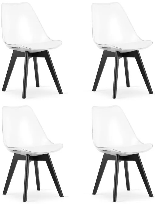 Set štyroch jedálenských stoličiek MARK priesvitný - čierne nohy (4 ks)