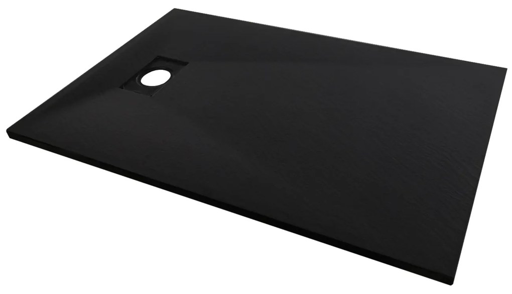 Cerano Gusto, obdĺžniková sprchová vanička 140x90x3 cm z minerálneho kompozitu, čierna matná, CER-CER-414731