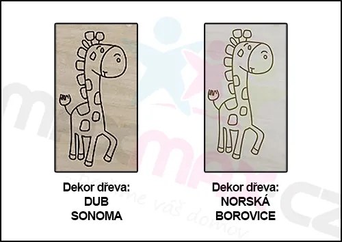 Detská komoda s výrezom ŽIRAFA - prírodná