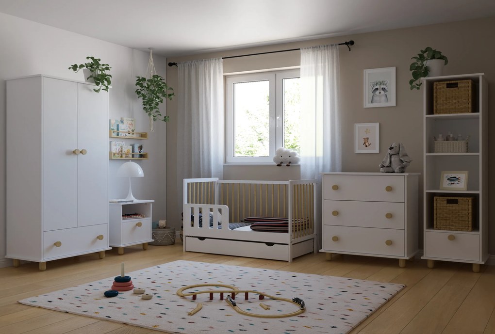 Postieľka LUMI 120x60, biela + bariérka grátis