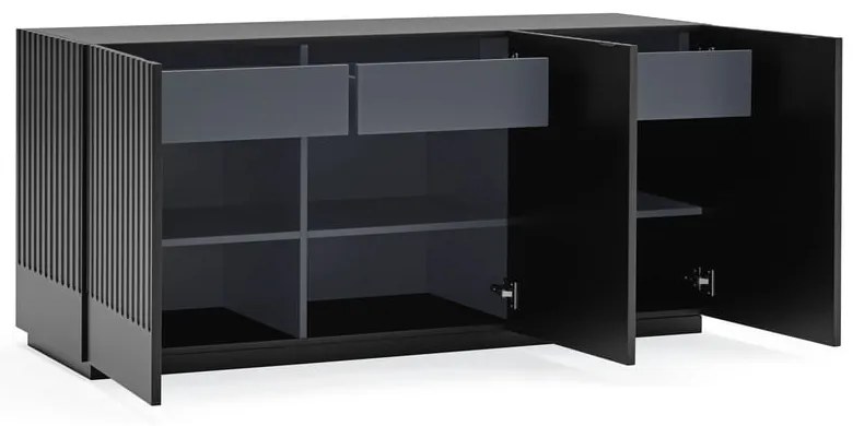 Čierny príborník Teulat Doric, šírka 150 cm