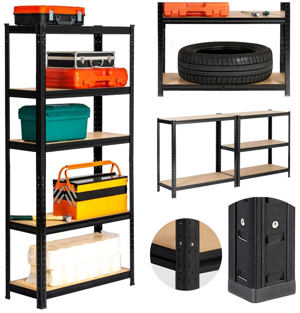 Kovový regál REGMET 70x30x154 cm čierny