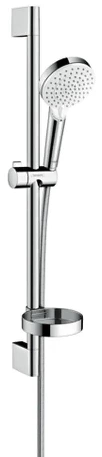 Hansgrohe Crometta - Sprchová sada Vario so sprchovou tyčou 65 cm a miskou na mydlo, biela/chróm 26553400
