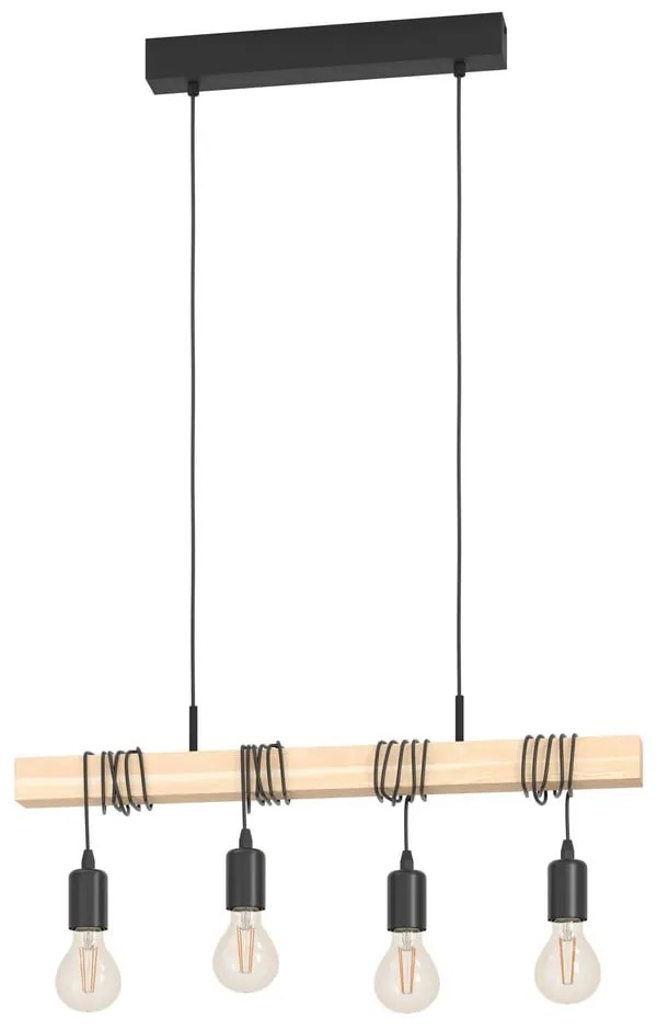 Závesné svietidlo v čiernej a prírodnej farbe TOWNSHEND - EGLO