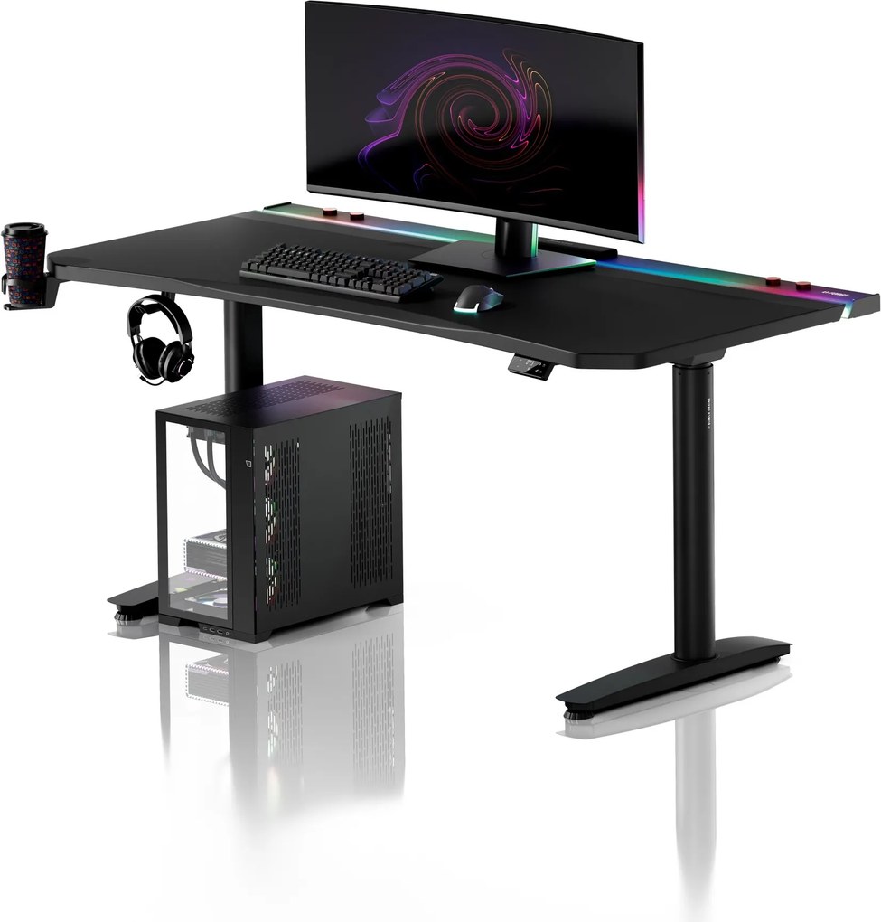 Elektrický herný stôl RGB s držiakmi, čierny, 160 cm: Diablo X-Forge 1600