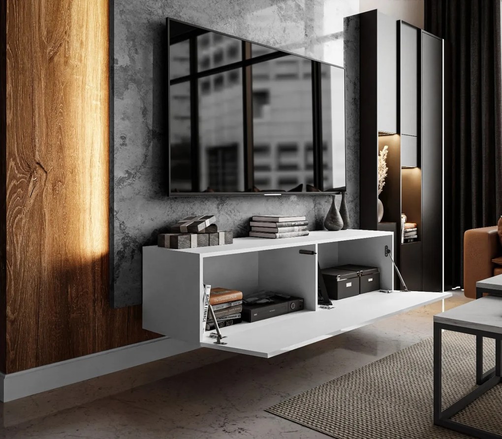 TV STOLÍK ELEGANTE 150 LED BIELY VYSOKÝ LESK